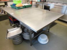 Stainless steel table, 213x122cm. *(Lot located: Milverton Prep School, Park Street, Attleborough,