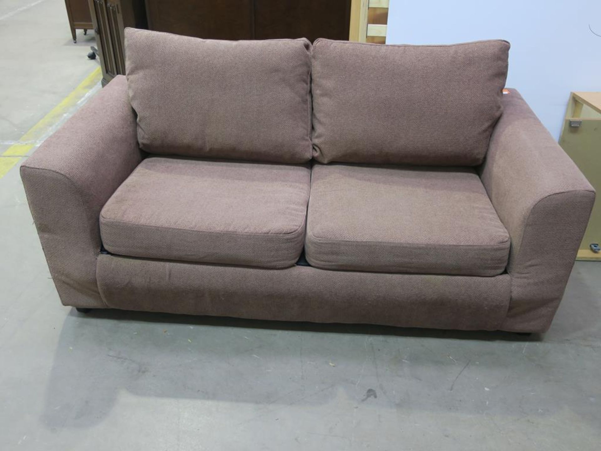 A two seater Bed Settee with a brown weave style upholstery (est £50-£100) - Image 8 of 10