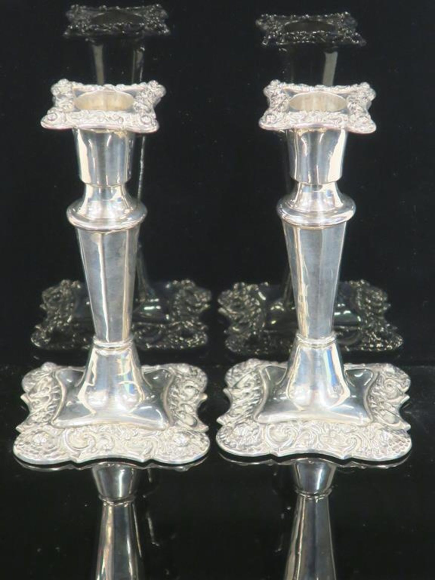 A Pair of Antique Silver Candle Sticks (London 1902) (2) (est £120-£180)