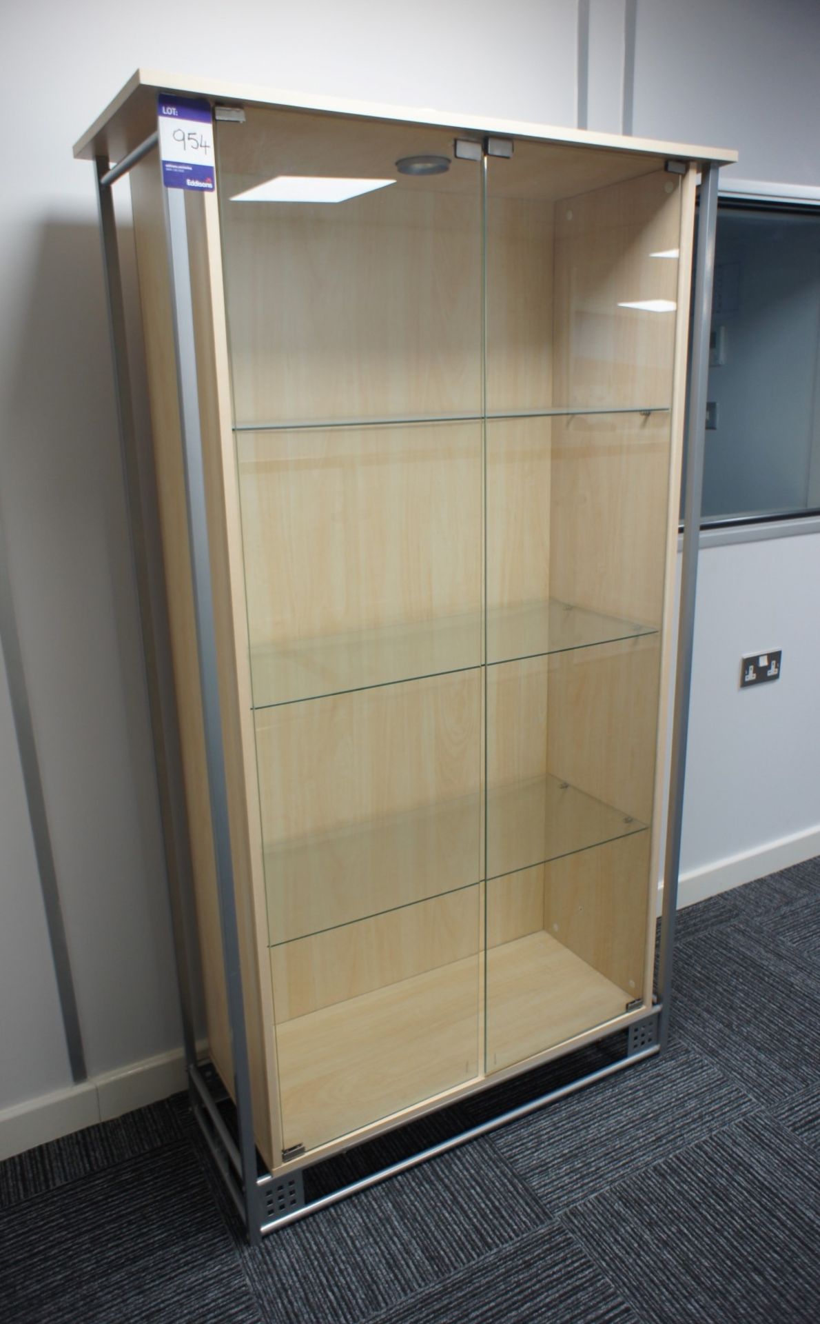 * Maple Effect Double Glazed Door Display Cabinet 1720 X 930 X 350 Illuminated. This lot is - Image 3 of 3