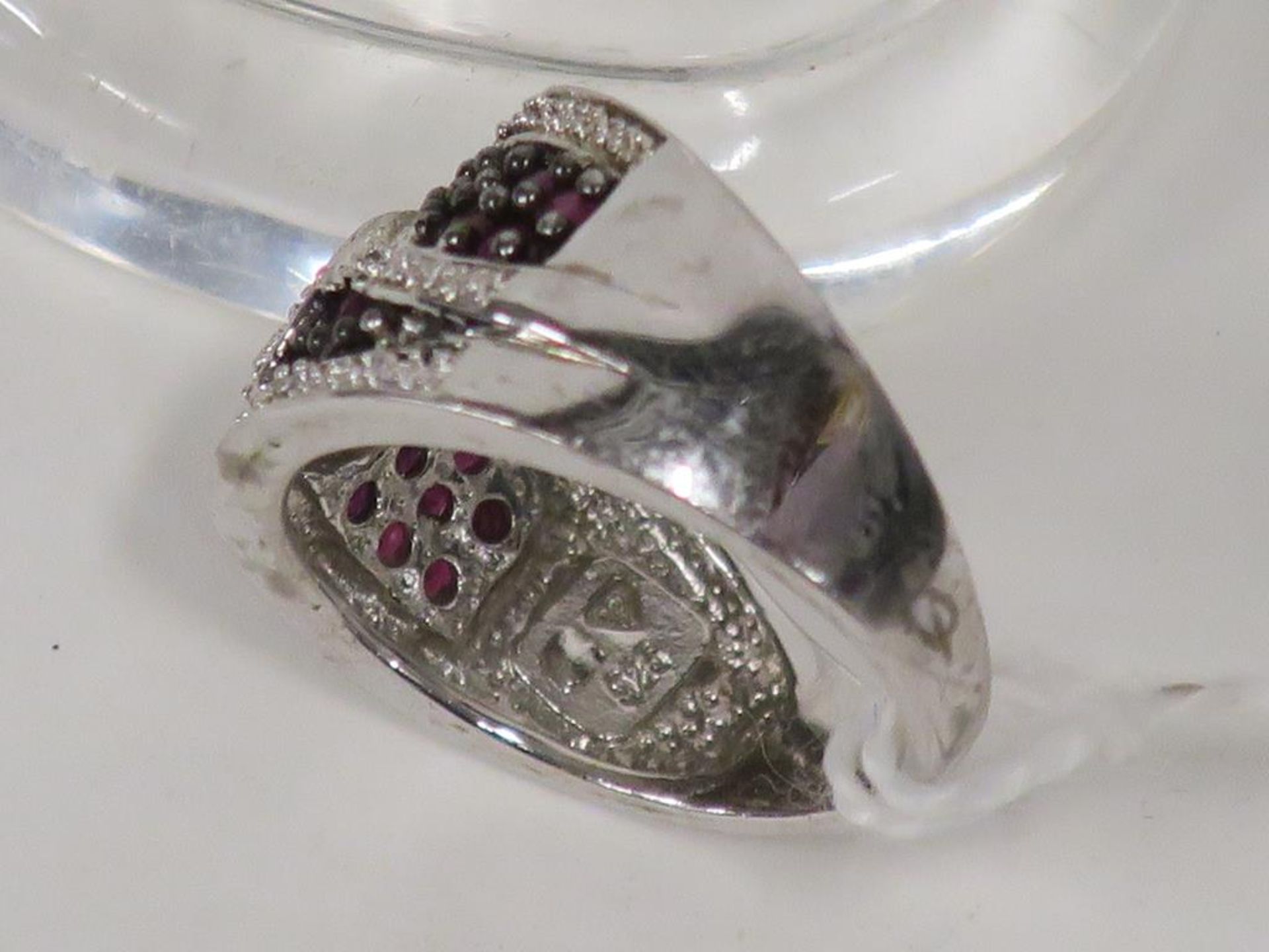 Diamonds and Rubies set White Metal Ring (size O) (est £50-£100) - Image 4 of 4