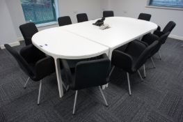 * 4 Section Contemporary Meeting Table Cluster 2800 X 1400mm with 10 Upholstered Meeting