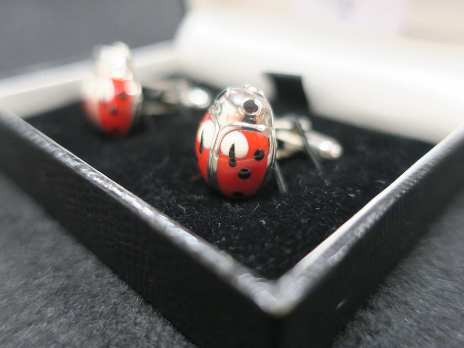 * Pair of Sterling Silver Cuff Links in a Ladybird Design by Cadogan (RRP £335) - Image 3 of 3