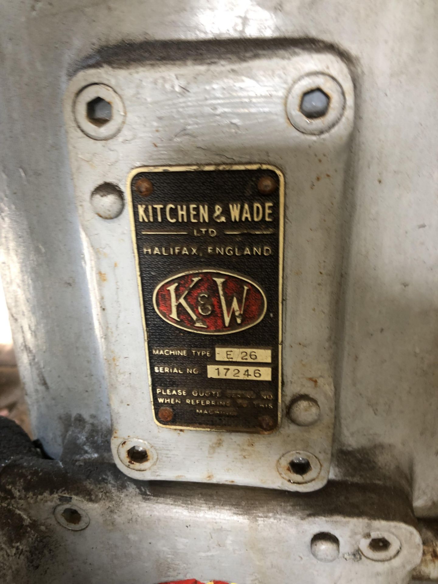 * Kitchen & Wade Radial Arm Drill A Kitchen & Wade Type E26 Radial Arm Drill S/N 17246 c/w Tee - Image 2 of 4