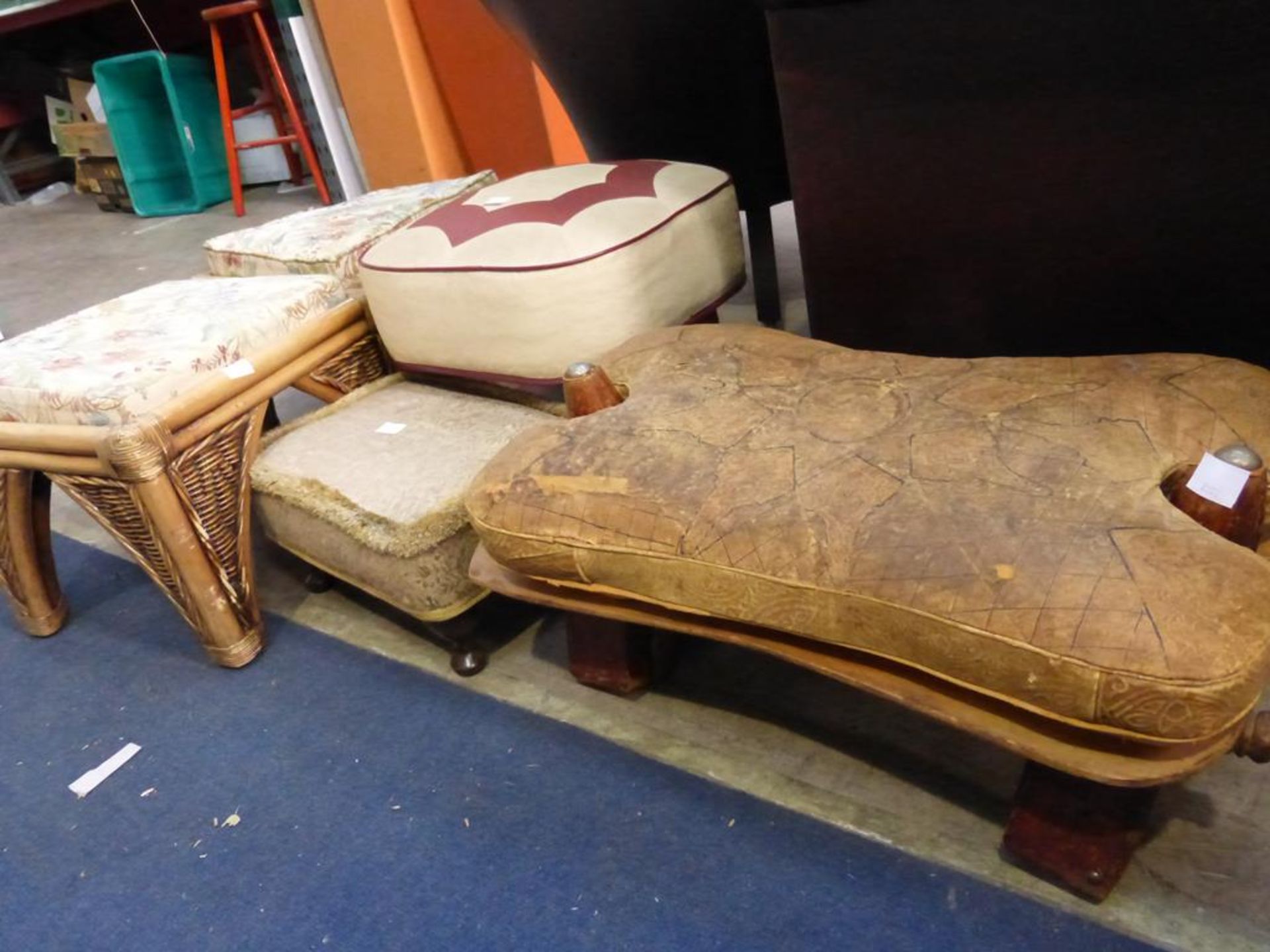 A Camel Stool, a Pair of Canework Footstools and two others (£20-£30) - Image 2 of 2