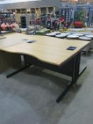 * 4 x Beech Effect Curved Front Office Tables. Please Note there is a £5 plus VAT Lift Out Fee on