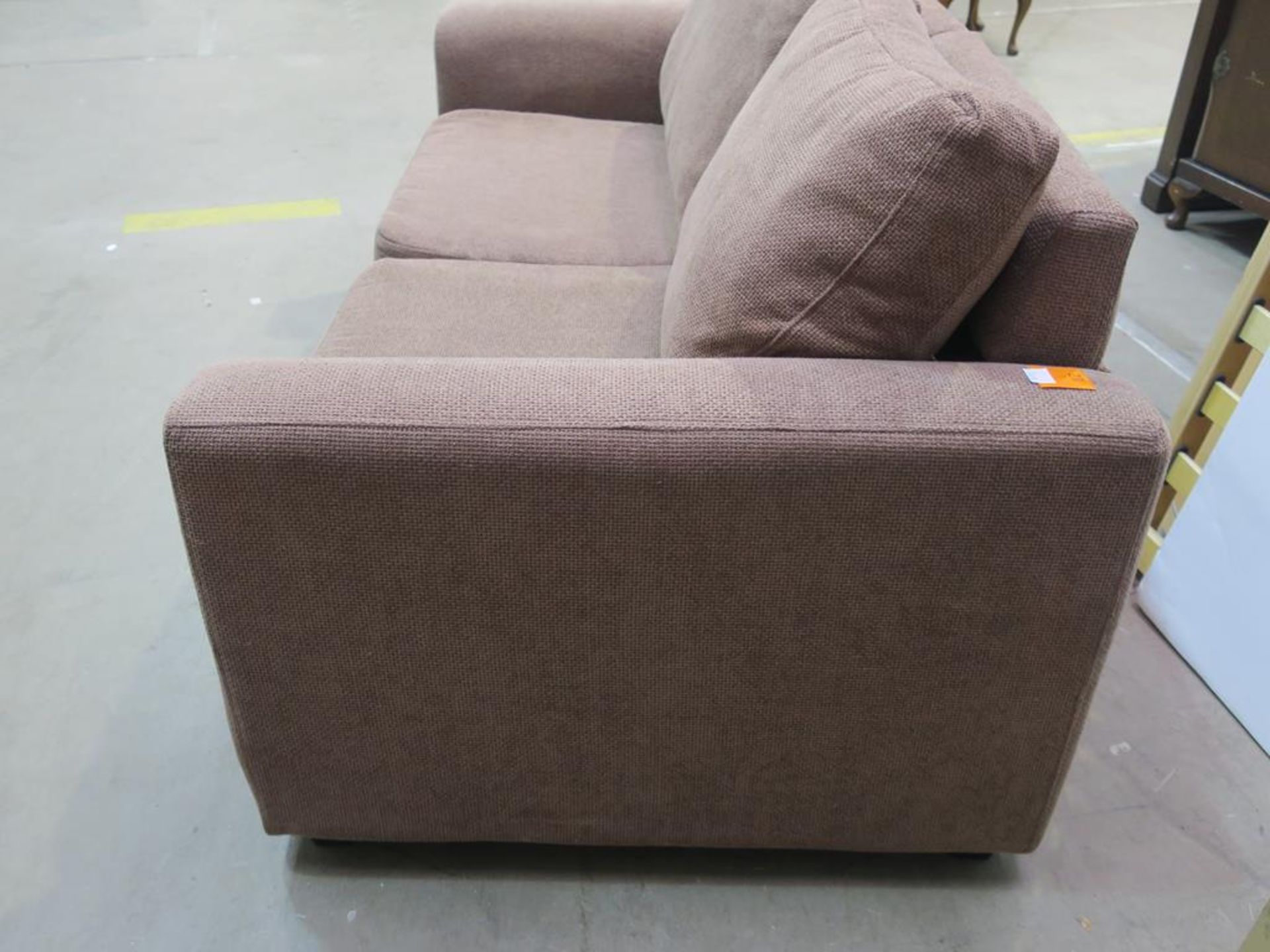 A two seater Bed Settee with a brown weave style upholstery (est £50-£100) - Image 10 of 10