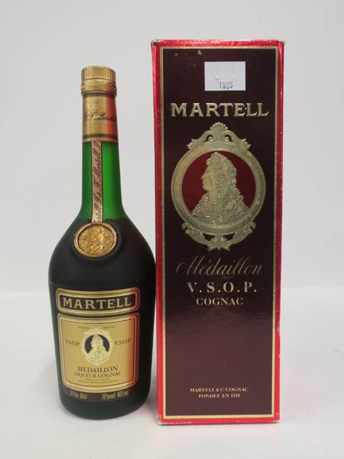 A 68cl Bottle of Martell VSOP Medaillon Liqueur Cognac 40% Vol, 70° Proof with original box.