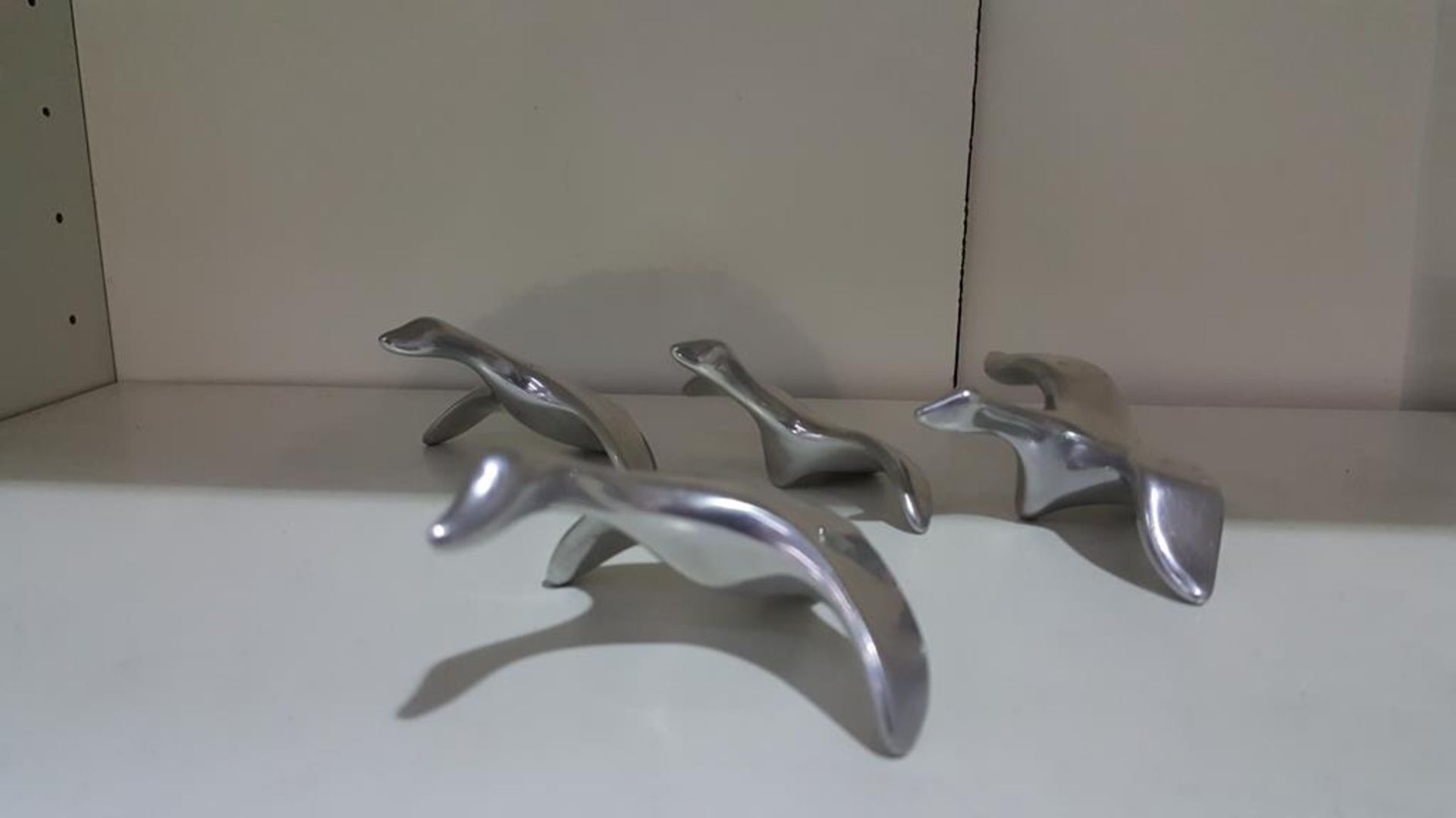 Seven Hoselton Stainless Steel Miniatures including Four Geese Figures and Three Buffalo Figures ( - Image 3 of 4