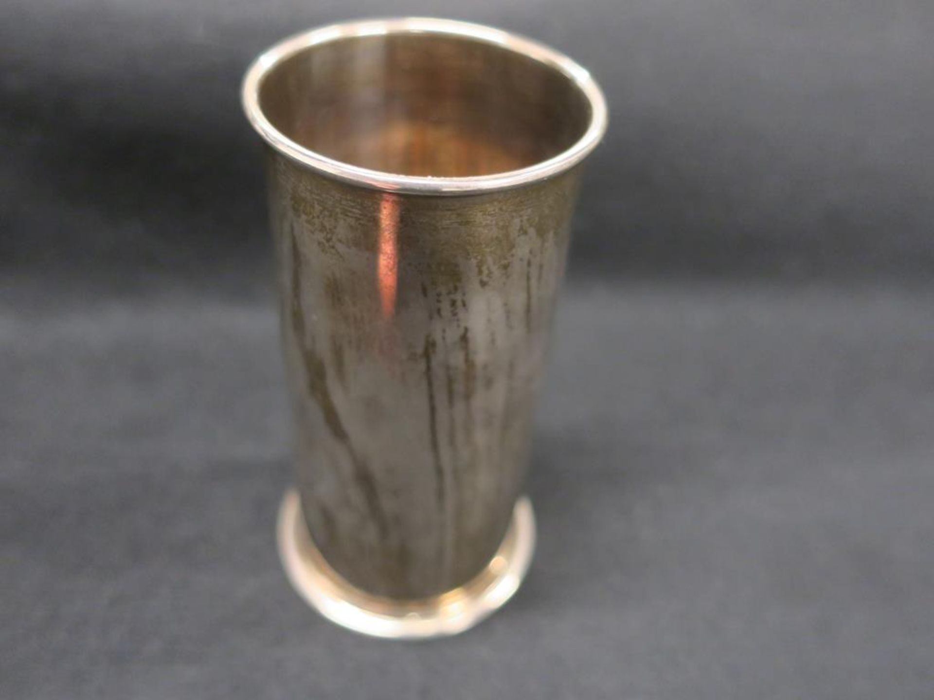 * A 925 Standard Silver Taper Stick Holder or Vase of Plain Cylindrical Form. 11cm and Hallmark