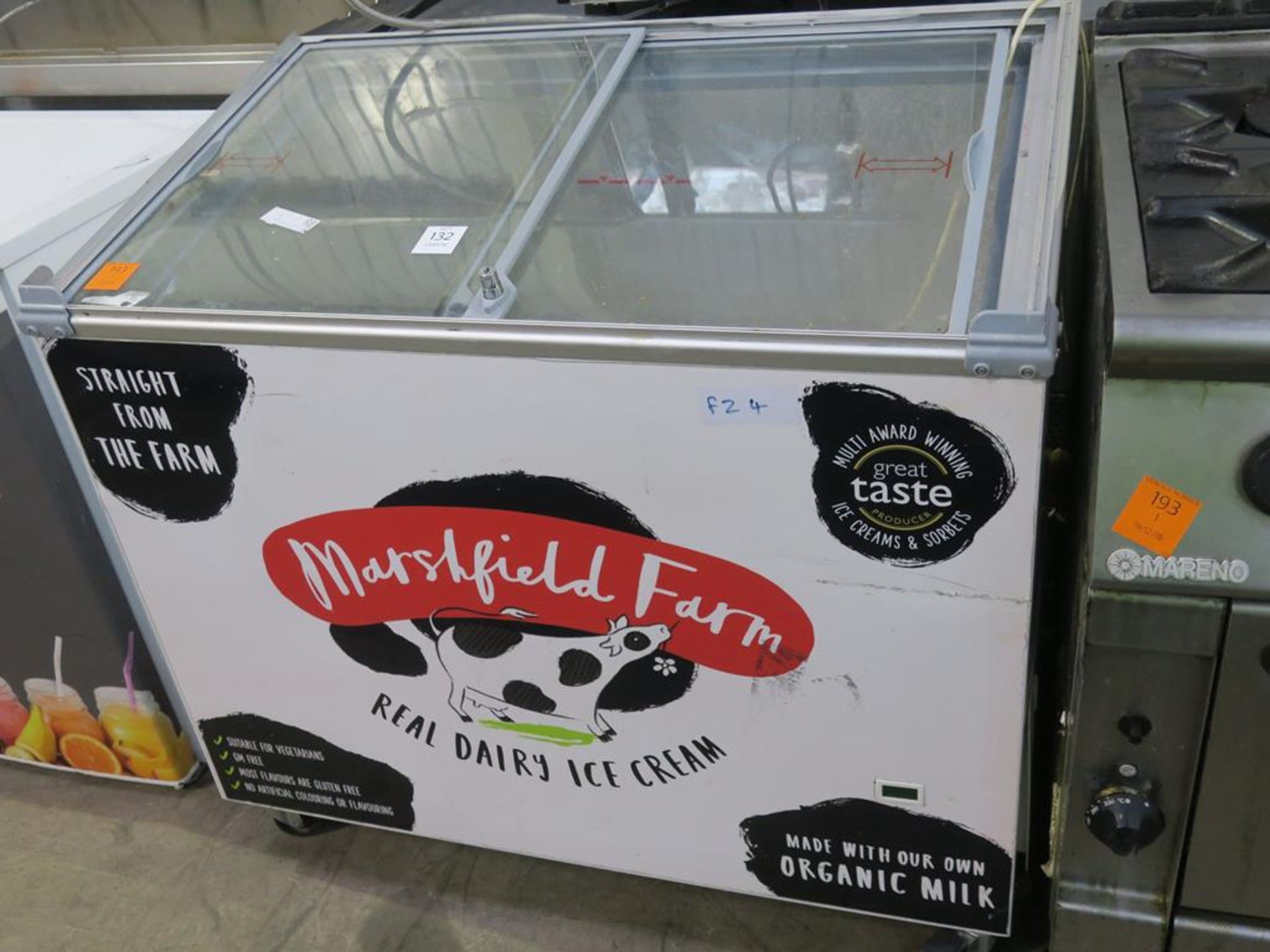 Glass Topped Display Freezer on wheels