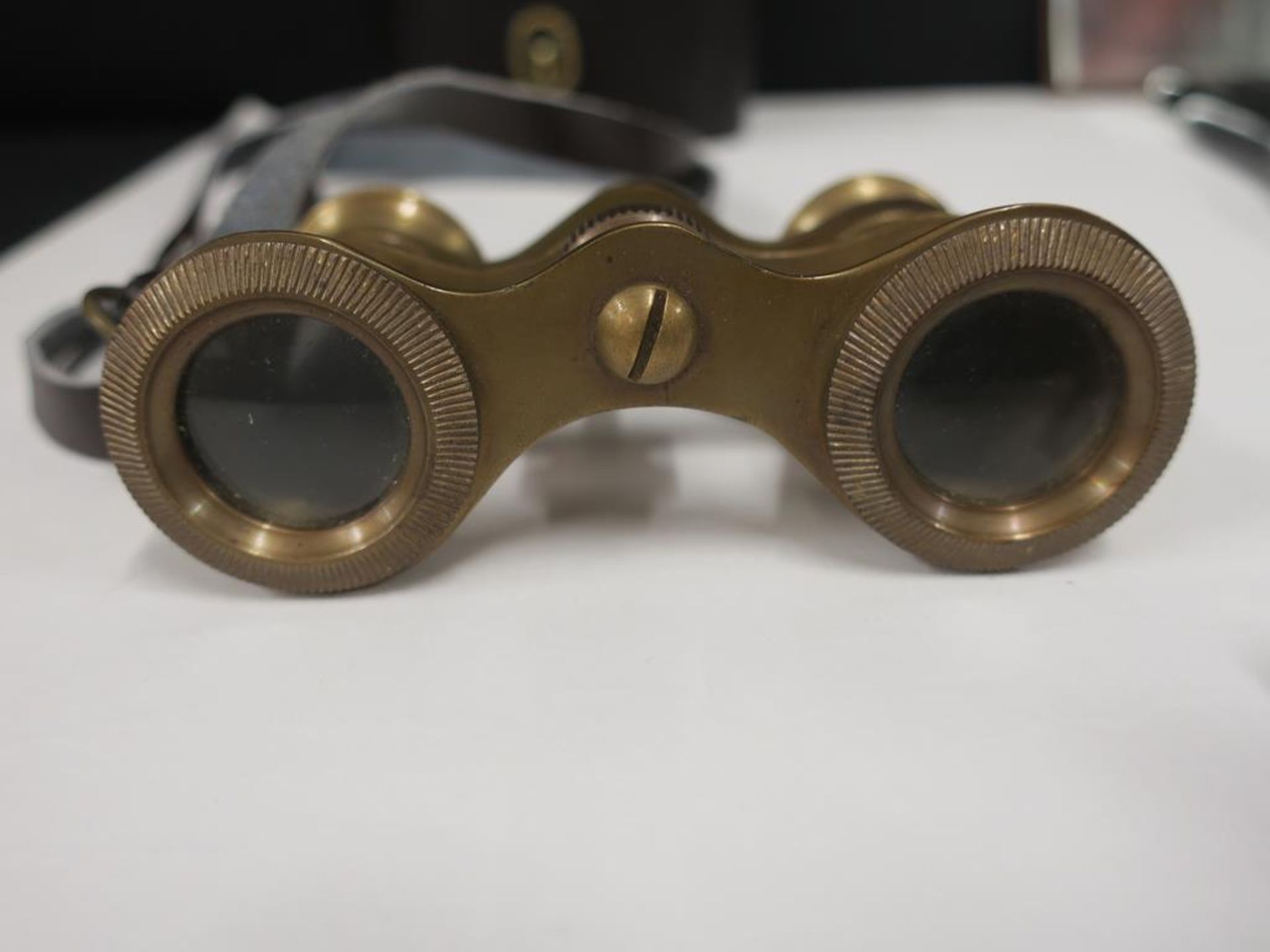 * A Cased pair of Brass Opera Glasses, a Binocular Case, A Purse Mirror and Three Pairs of Ebony - Image 5 of 9