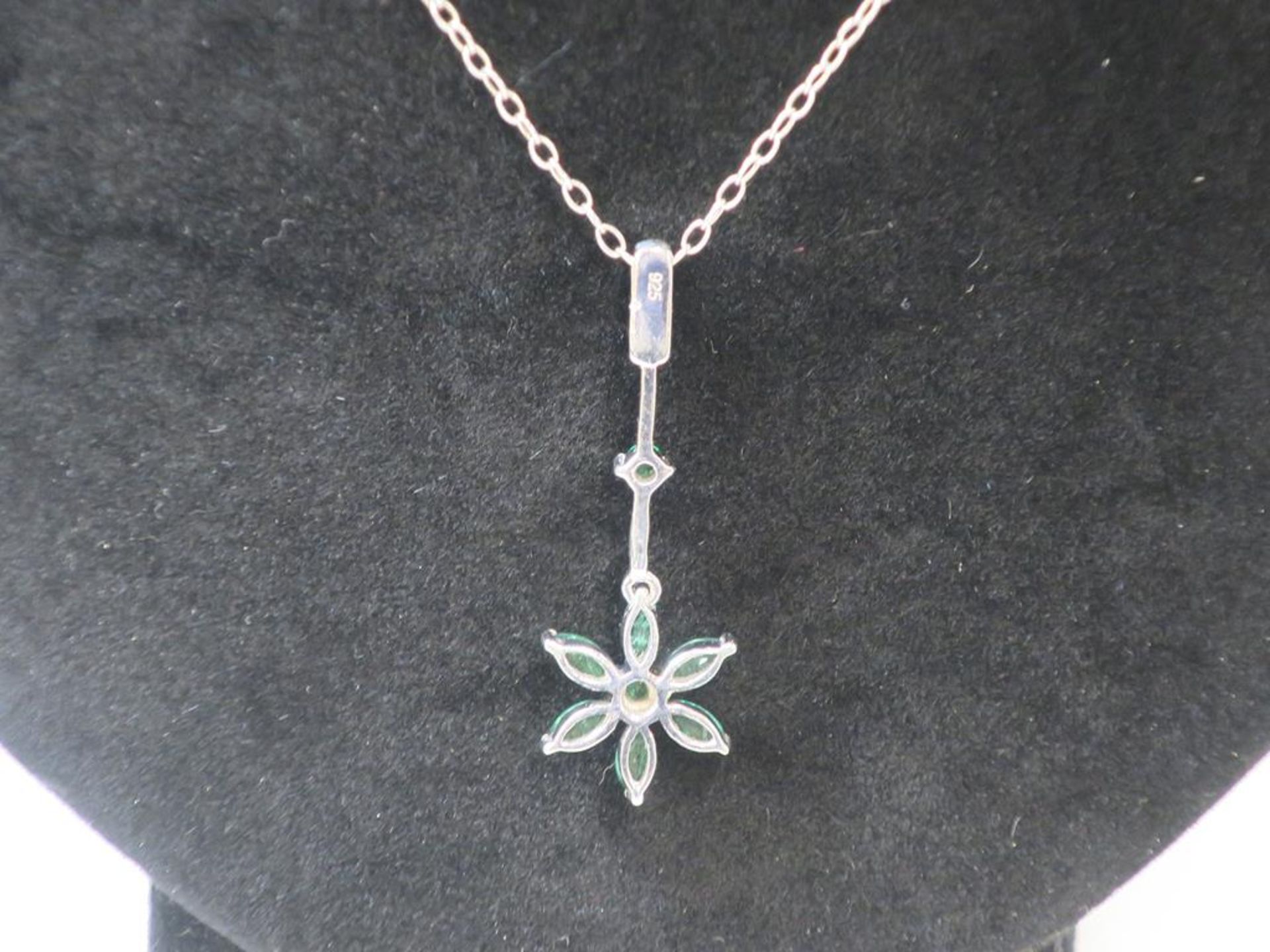 A Silver, Emerald and Diamond Necklace (est £40-£80) - Image 3 of 3