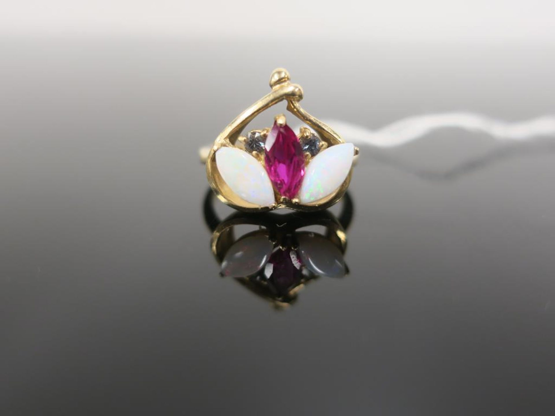 A 9ct Gold, Opal and Gem Set Dress Ring (approx 3.3g) size N 1/2 (est £45-£90) - Image 2 of 2