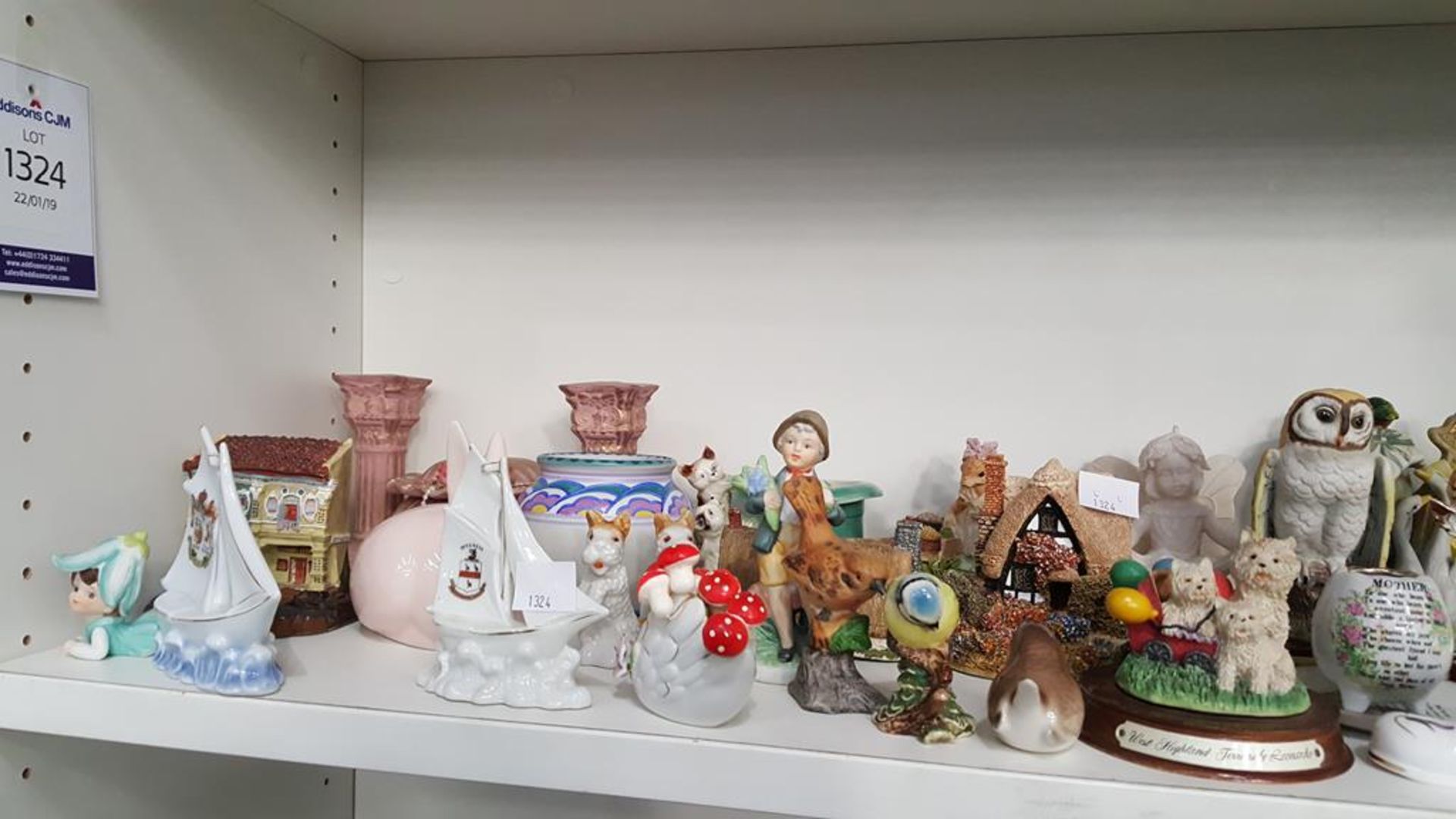 Two shelves of miscellaneous items including a Beswick Bluetit, 'Summer Haze' by Lilliput Lane, - Image 2 of 5