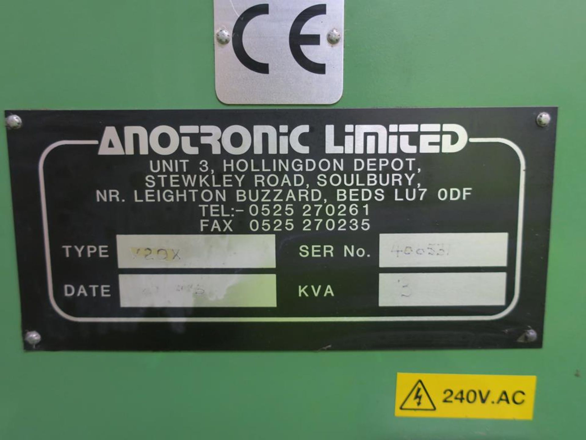 * Anotronic VZQX EDM Machine S/N 400531. Please Note there is a £10 plus VAT Lift Out Fee on this - Image 7 of 7