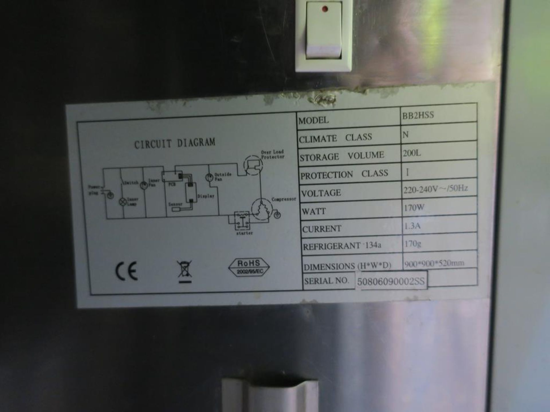 Two Door Display Chiller model BB2HSS (no shelves) - Image 3 of 3