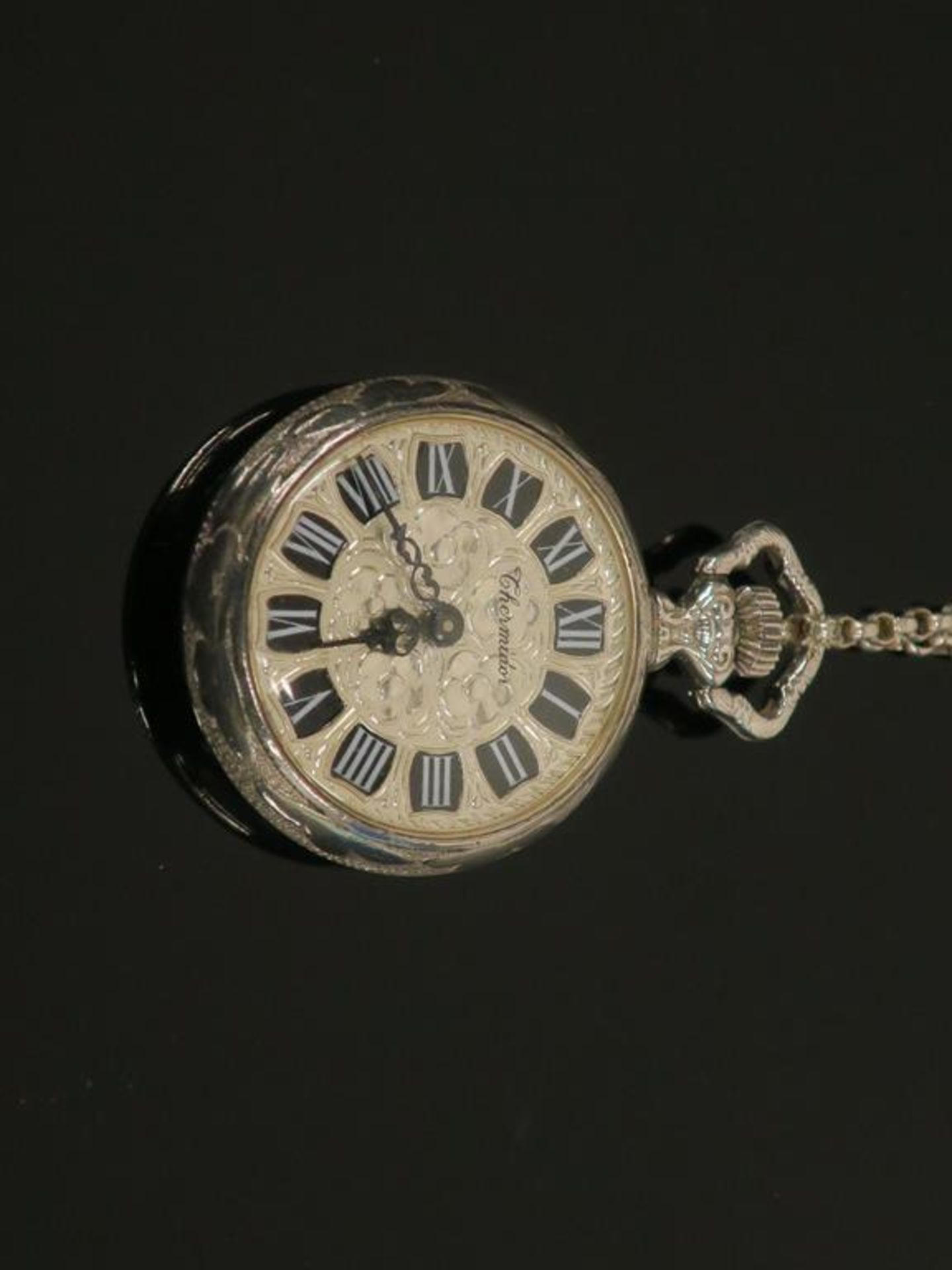 A Vintage, Silver Fob Watch and Chain (est £40-£80) - Image 2 of 3