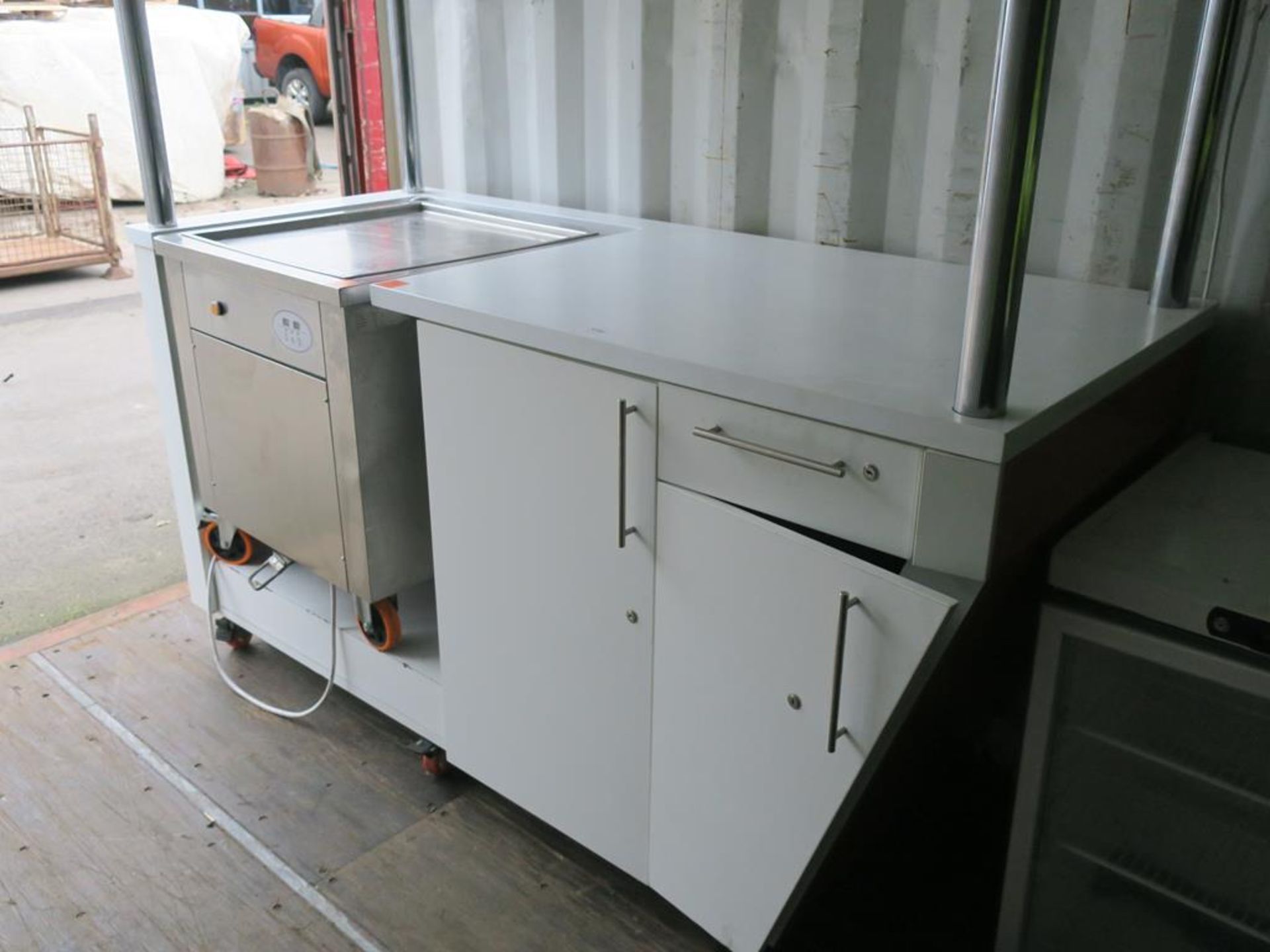 * A Mobile Serving Cart complete with Iluminated Canopy (3 x Spot Lights) and Storage Drawer/Doors - Image 6 of 6