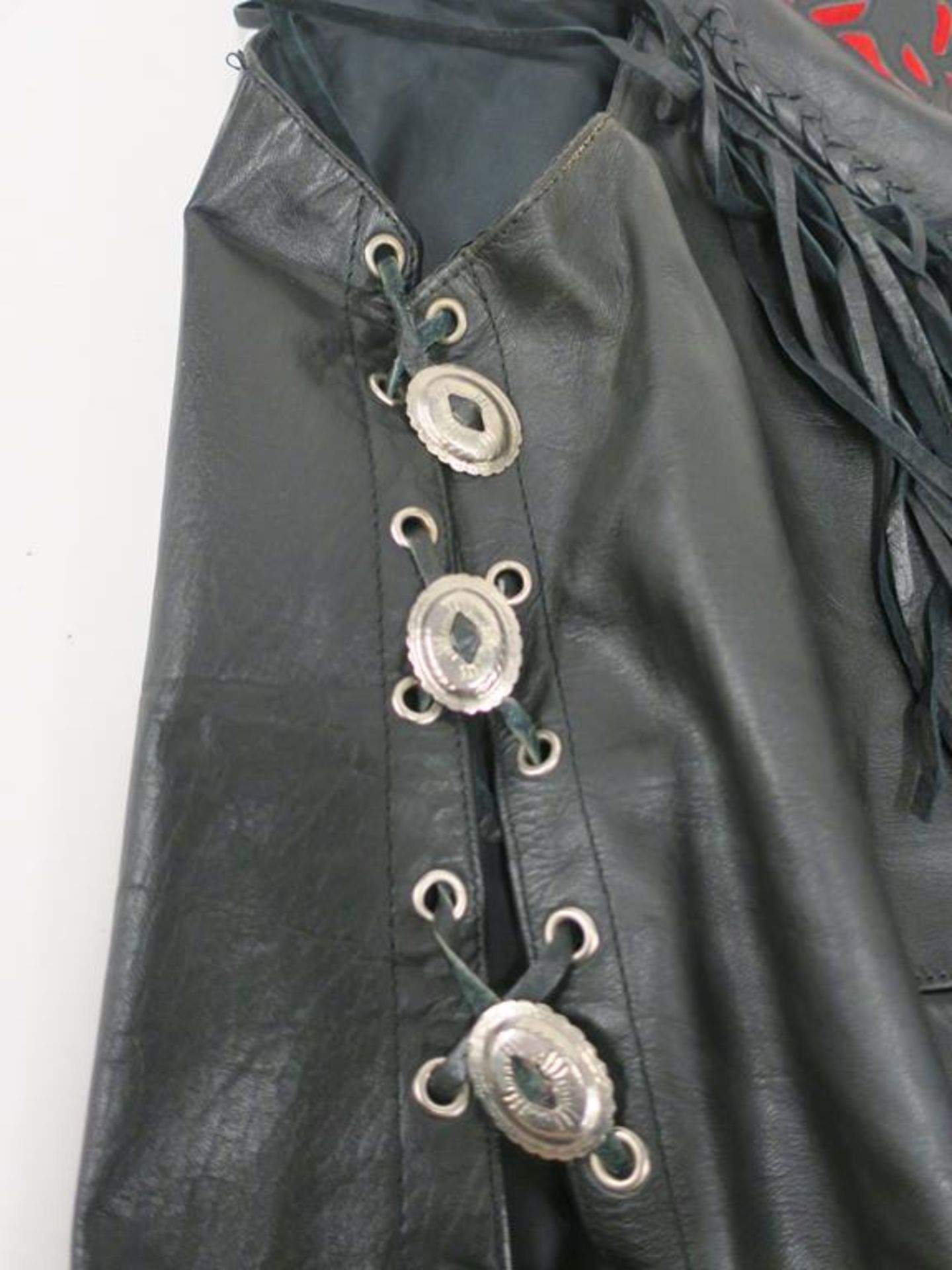 A pair of Harley Davidson (?) Leather Sheen Chaps and Shaf Leather Waistcoat (2) (est £50-£70) - Image 4 of 10