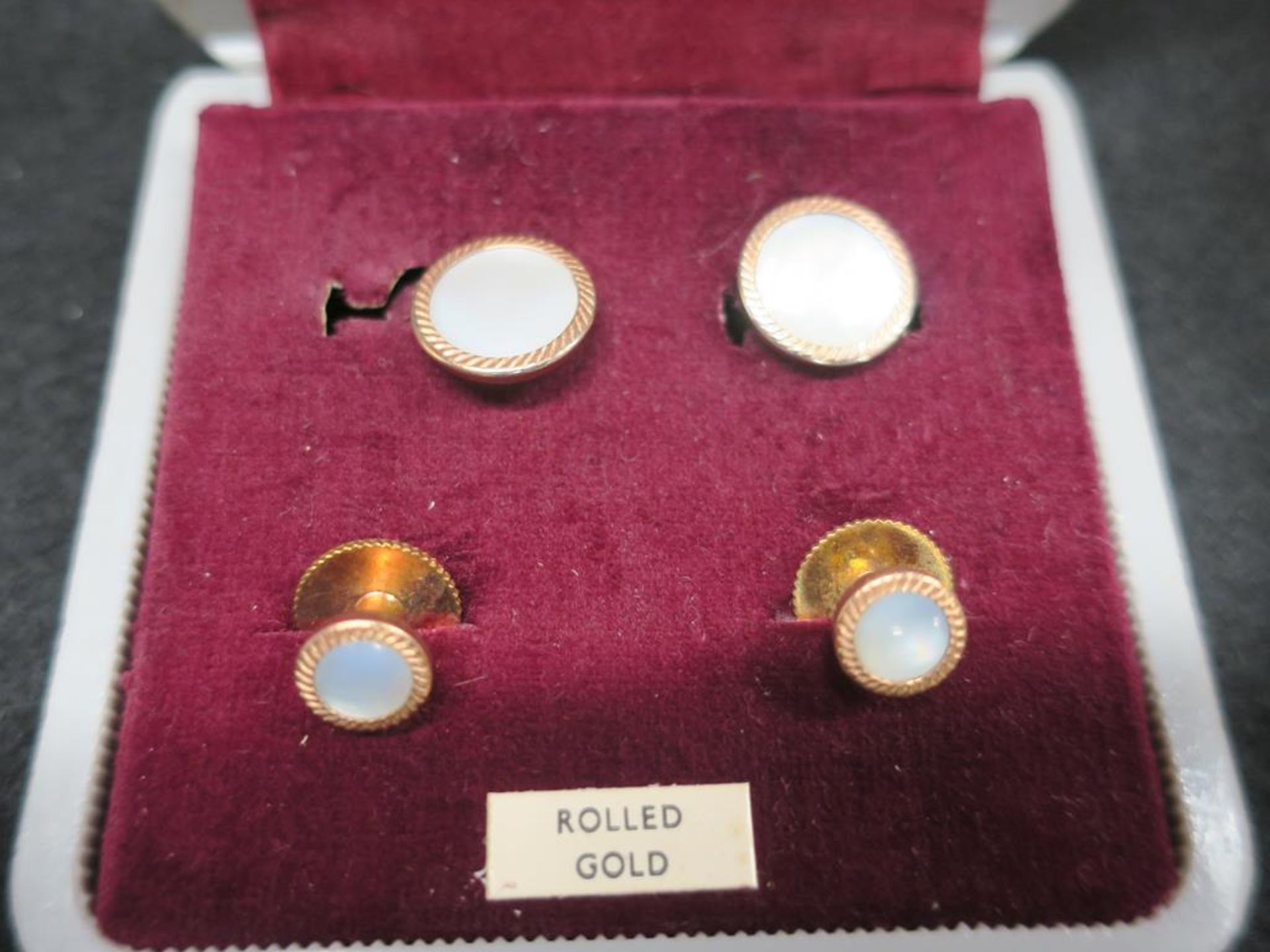 Two Pairs of Rolled Gold Cuff Links (boxed) together with a Turquoise Polished Stone in White - Image 2 of 3