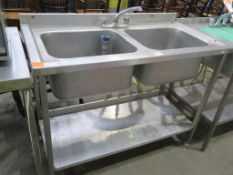 Commercial Two Bowl Sink and Undershelf