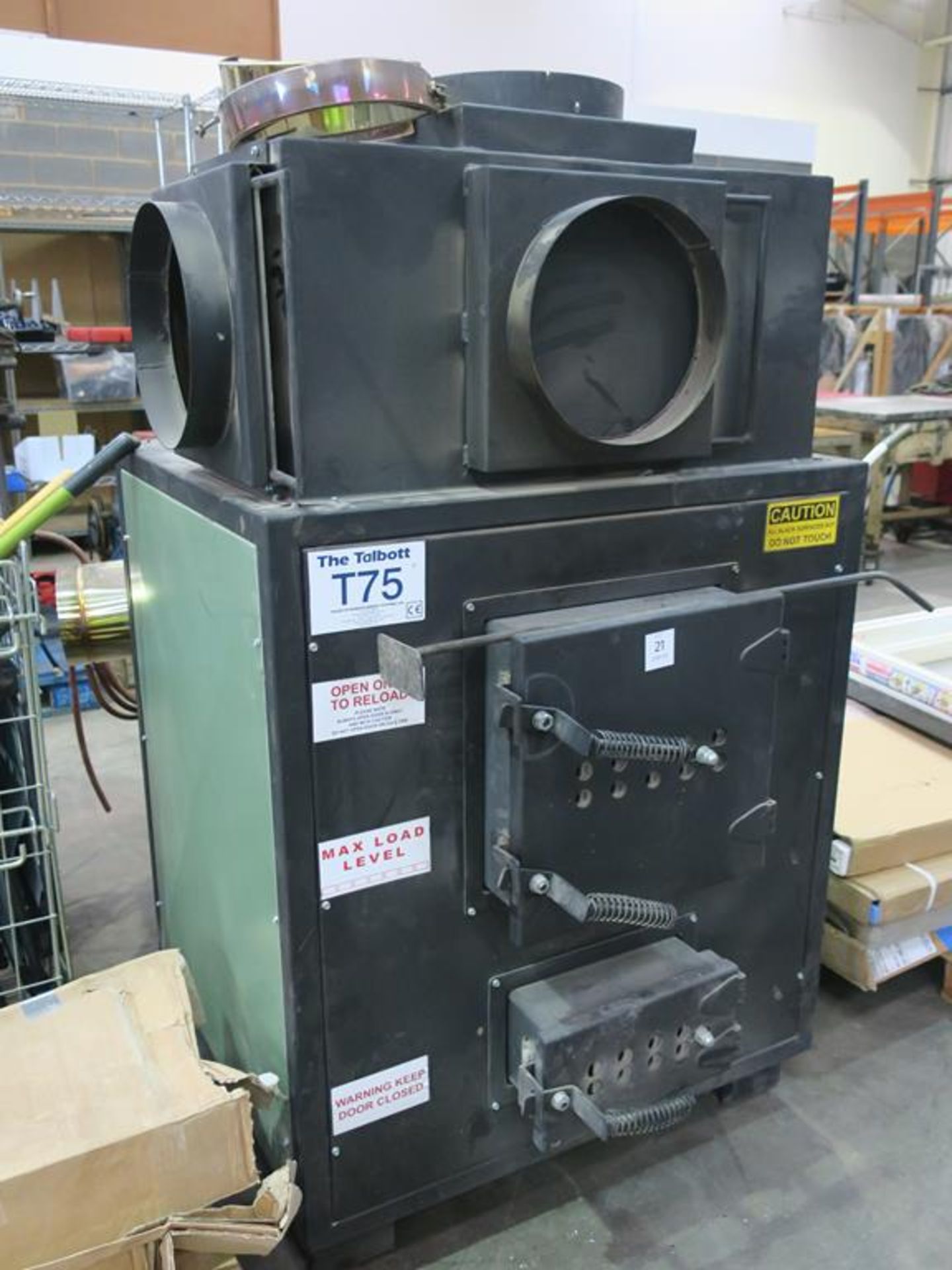 * Talbott T75 Wood Burning Heater 25kW Output to Heat Upto 3000sqft S/N T4564 240V Fan Unit.