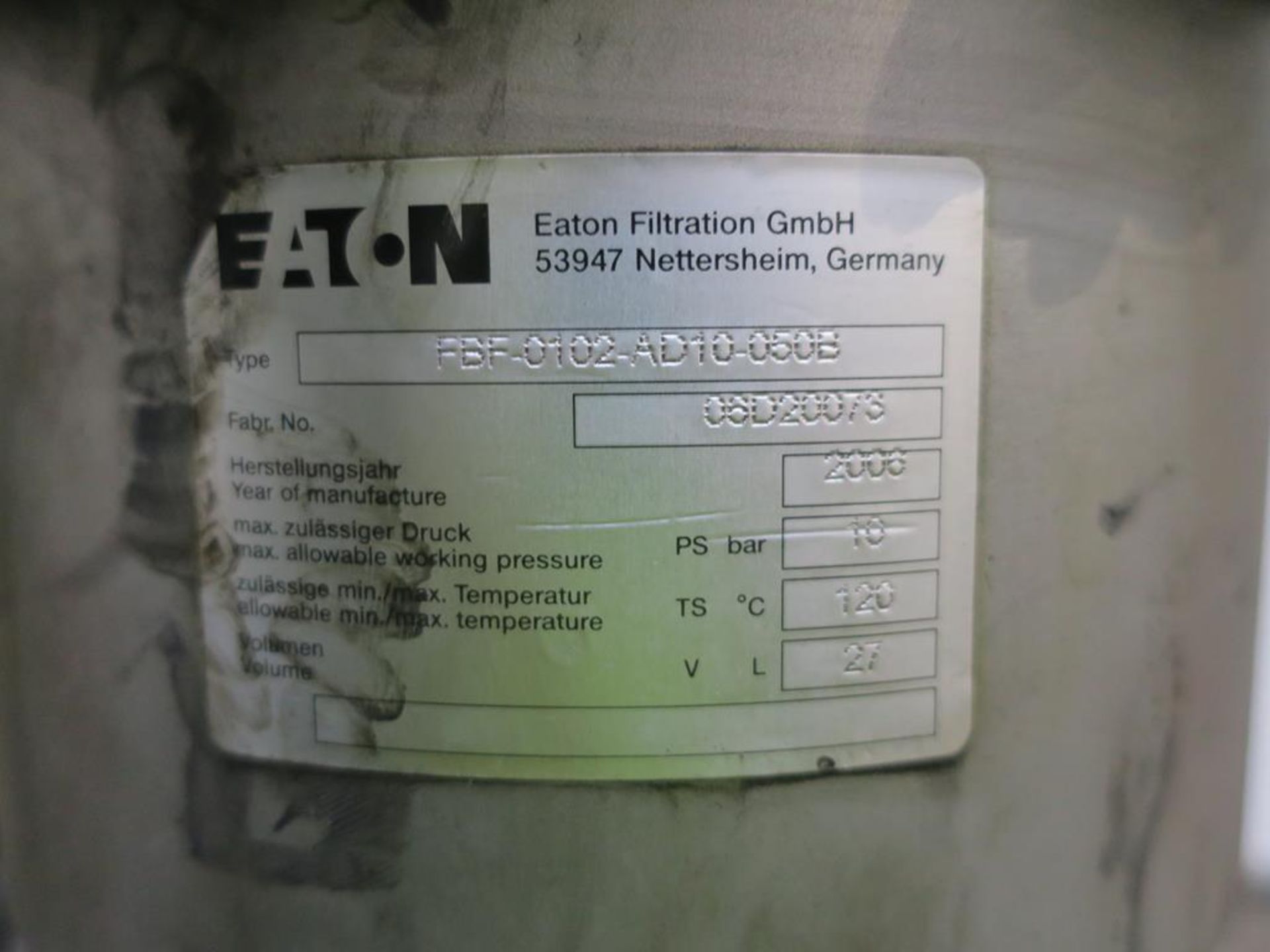 * Filtermist FBF 0102 AD10-050B Hydraulic Filter. Please Note there is a £5 plus VAT Lift Out Fee on - Image 4 of 4