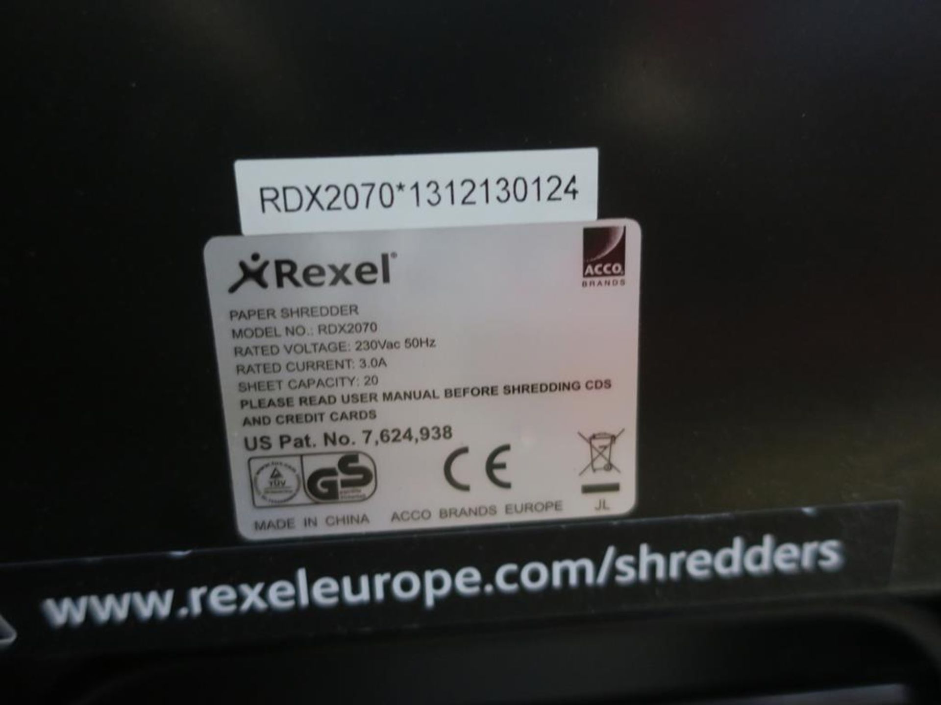 * A Rexel 240v Paper Shredder - Image 3 of 3