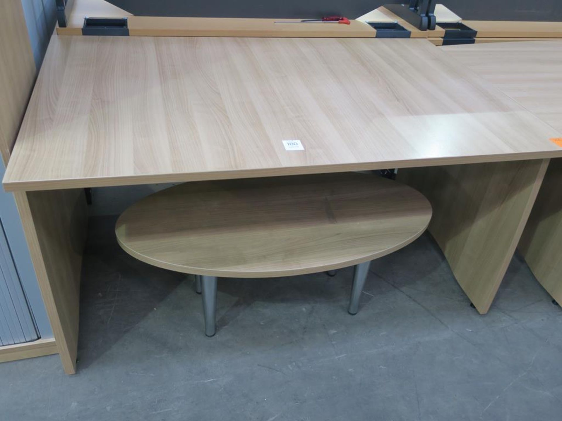 * Wood Effect Conference Table (2.4m x 1m) together with Tambour front Cabinet, 3 Tables and 2 - Image 4 of 9
