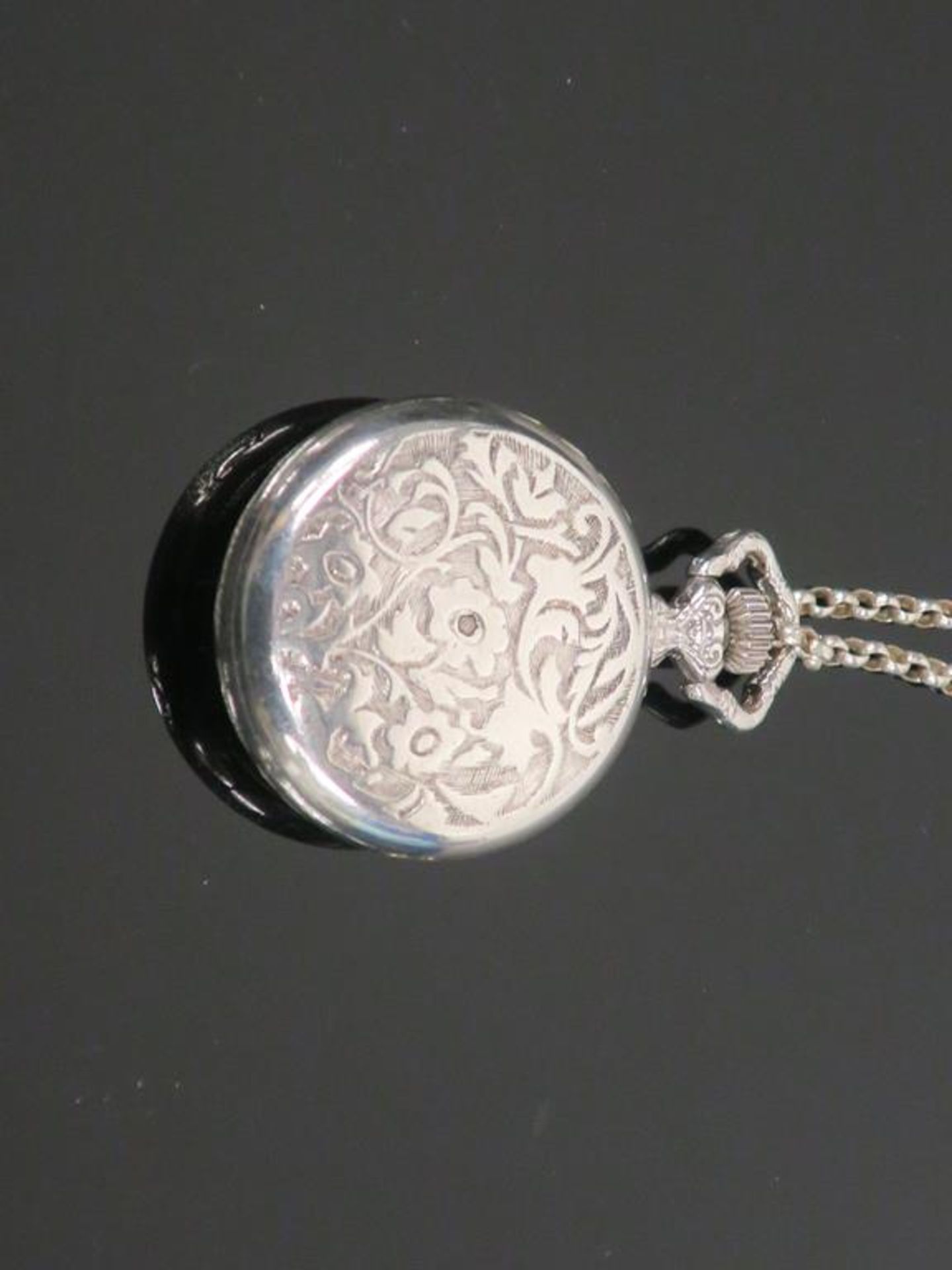 A Vintage, Silver Fob Watch and Chain (est £40-£80) - Image 3 of 3