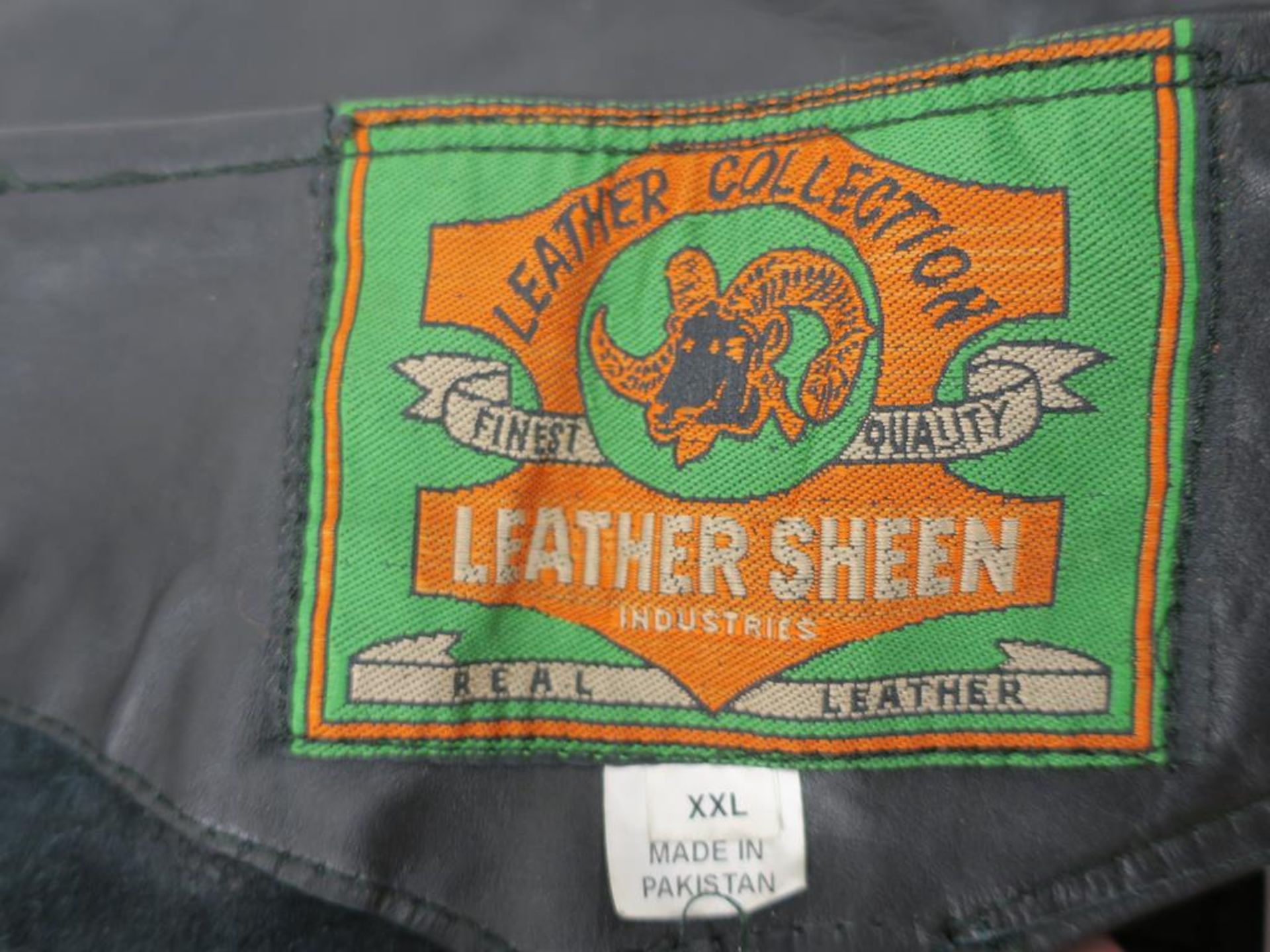 A pair of Harley Davidson (?) Leather Sheen Chaps and Shaf Leather Waistcoat (2) (est £50-£70) - Image 10 of 10
