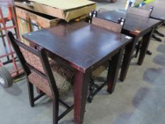 2 x Square Dark Wood Tables and 4 x Chairs