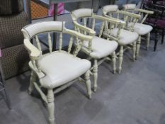 4 x Cream Painted Wooden Armchairs