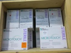 * 8 x boxes of 50 Micro-Touch Sterile Latex Gloves (2 x boxes in Small, 6 x boxes in Medium)