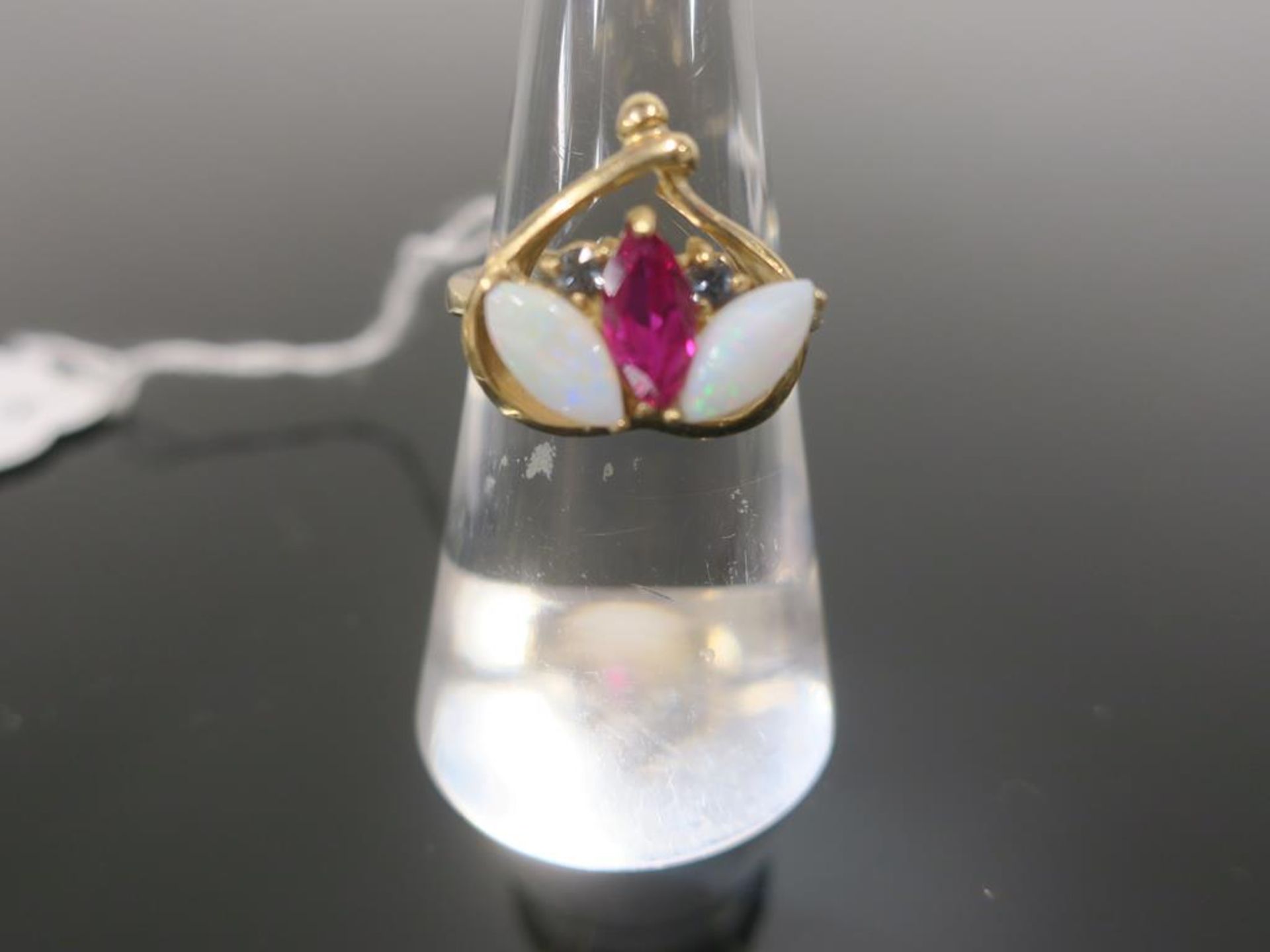 A 9ct Gold, Opal and Gem Set Dress Ring (approx 3.3g) size N 1/2 (est £45-£90)