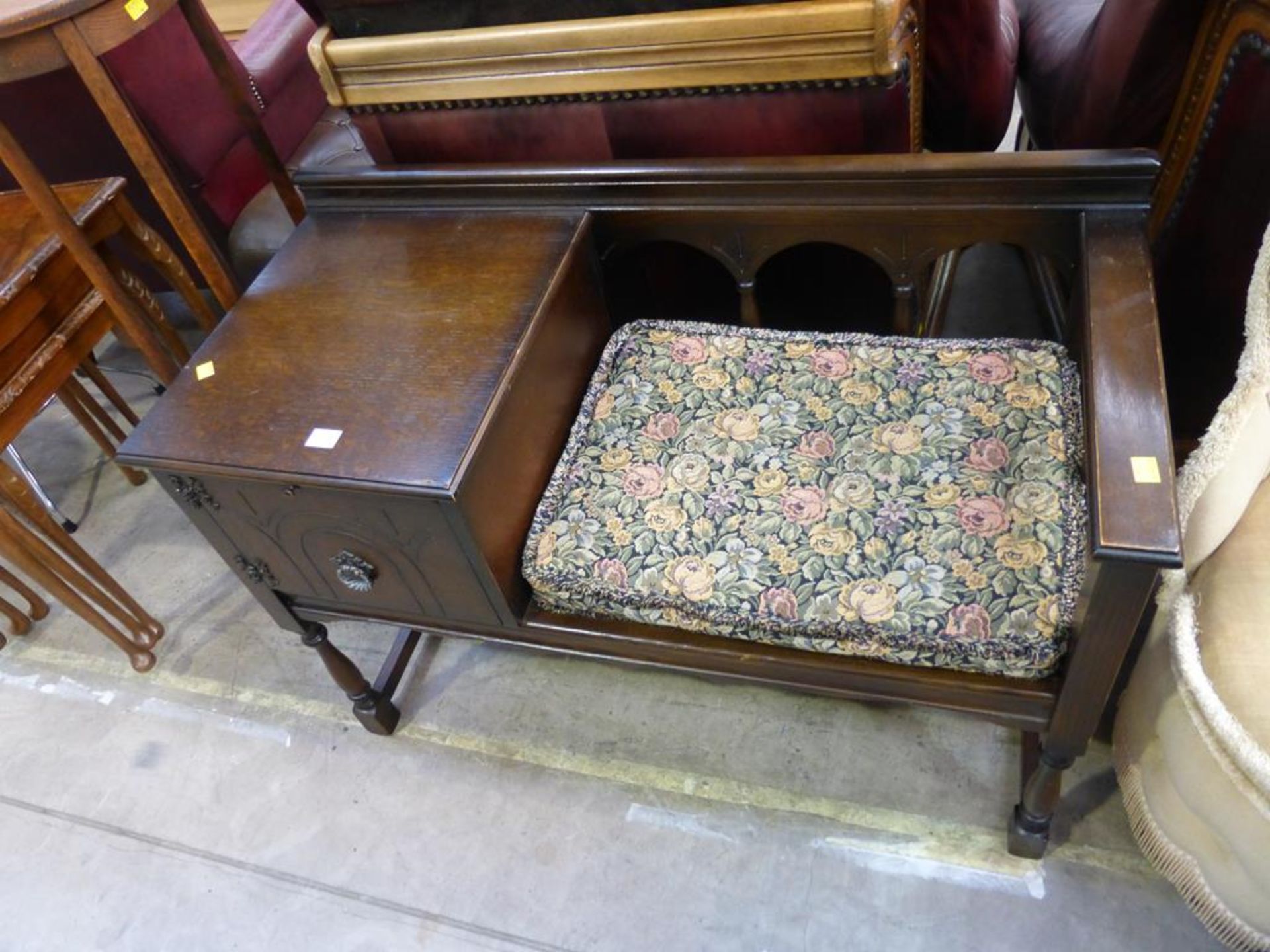 A large Mahogany Television Cabinet with Folding Doors 88cm together with an Oak 'Television/Hall'