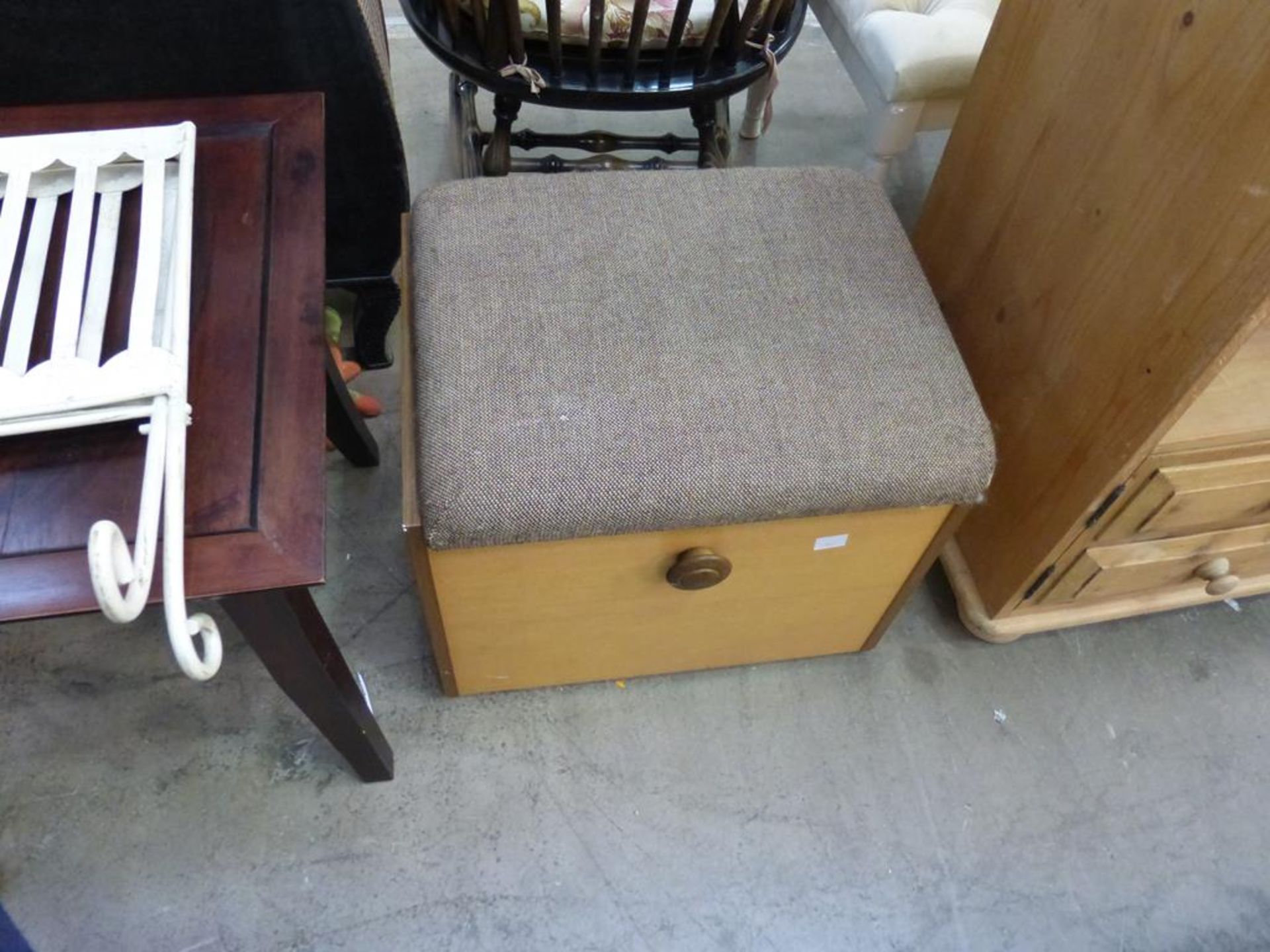 Miscellaneous Furniture - Basket Chair, Two Stools, Magazine Rack, a Coffee Table and a Wall