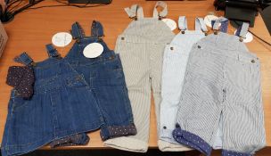 Qty of Children's Dungarres by 'Dotty Dungarees's, Trousers & Skirts. Trousers in blue & grey, sizes