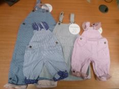 Qty of Dungarees by 'Dotty Dungarees' n blue, grey & pink, Trousers - sizes 3-6mths - 4-5yrs,