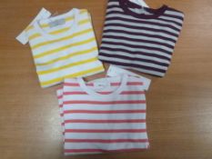A quantity of long sleeved T-shirts in pink/white, yellow/white, mauve/grey by 'Bob and Blossom',