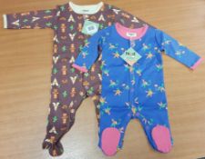 Qty of Children's All In One Babygros by 'Nod'. Base colours blue and brown with 2 designs, sizes