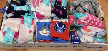 3 x Boxes to include Children's Fluffy Socks, ages 9-12yrs, size 13-3, Children's Leggings, ages 0-