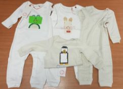 Qty of Children's T-shirts and All In One Babygros in organic cotton by 'From Babies with Love',