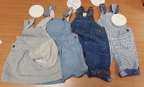 Qty of Dungarees by 'Dotty Dungarees' in blue & grey, Trousers & Skirts. Trousers - sizes 3-