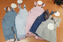 Qty of Children's Dungarees by 'Dotty Dungarees', trousers and skirts. Trousers, blue & pink,