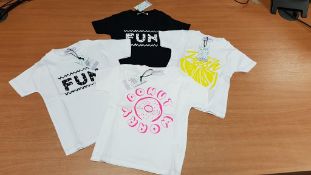 Qty of Children's Slogan T-shirts by Lennie & Co including 'Donut Worry', 'Keep it Fresh', 'Fun',