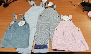 Qty of Dungarees by 'Dotty Dungarees', Trousers & Skirts. Trouser sizes 3-6mths - 4-5yrs, Skirts,