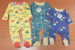 Qty of Children's All In One Babygros by 'Nod' in grey yellow, green and blue, all with different