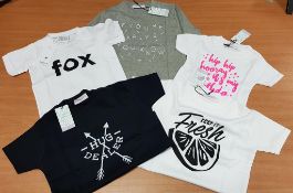 Qty of Children's Slogan T-shirts by Lennie & Co inc 'Hug Dealer', 'Keep It Fresh', 'Fox', 'Hip